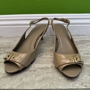 COLE HAAN Grand OS Patent Slingback Sandals Kitten Heels D43710 Size 7.5 B